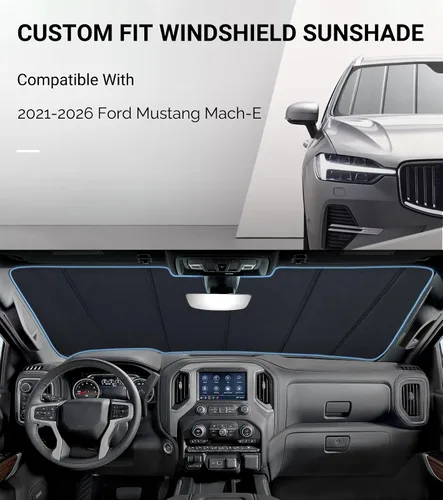 Vista 2 de Pigenius Parasol para parabrisas para Ford Mustang Mach-E 2021-2025 Parasol para ventana delantera - Protección