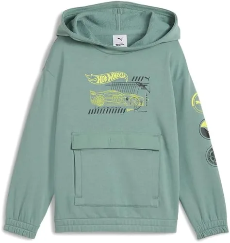Vista 10 de PUMA Sudadera con capucha con logotipo para niños, sudadera de forro polar, bolsillo frontal grande Negro - Hot Wheels