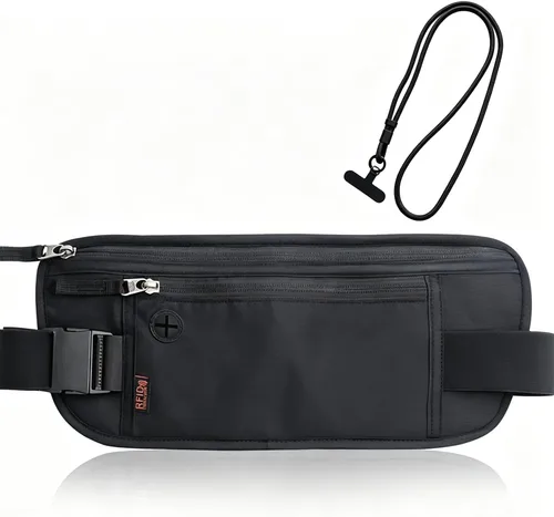 Vista 9 de Cinturón de dinero de viaje, soporte oculto para pasaporte para hombres/mujeres, Beige, Slim Travel Mujeres Hombres Oculto Rfid Proteger Efectivo