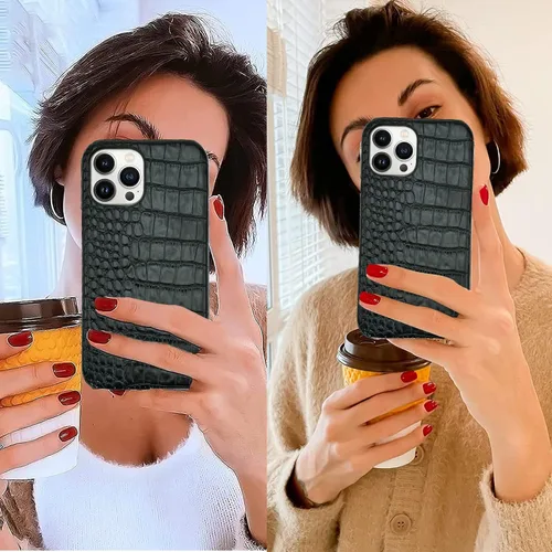Vista 2 de Funda de cuero para iPhone 13 Pro, diseño clásico retro, suave TPU delgado, a prueba de golpes, funda de cuero de diseñador para iPhone 13 Pro, moda