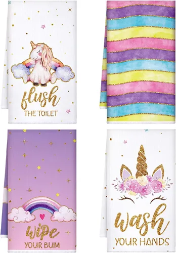 Vista 10 de Bencailor 4 Piezas Toallas de Cocina Decorativas Absorbentes 24 x 16 Pulgadas Toallas de Mano de Té Baño Sirena Mariposa Mármol Regalo para Cocina