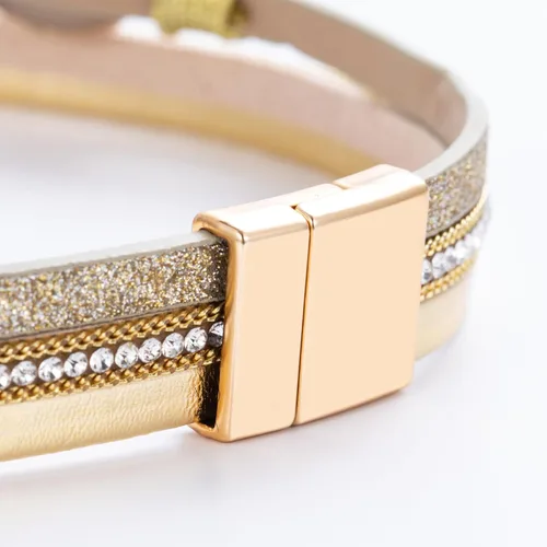 Vista 287 de FANCY SHINY - Pulsera de cuero estilo bohemio, pulsera de cuentas de cristal con cierre magnético, regalos de joyería para mujer