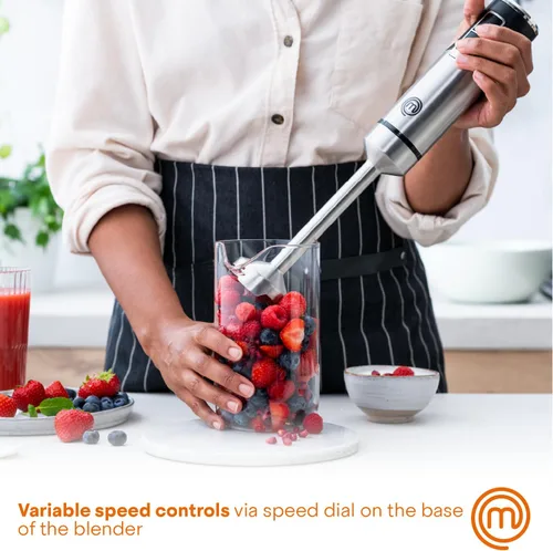Vista 4 de MasterChef - Batidora de inmersión de mano, varilla de mezcla de acero inoxidable emulsionadora, batidora de puré para hacer comida para bebés