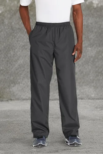 Vista 6 de SPORT-TEK Pantalón de viento unisex Pantalones deportivos para hombres y mujeres, pantalones deportivos ligeros repelentes al agua con cintura