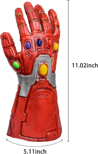Vista 3 de RRANYF Guante de mano rojo infinito de látex con luz LED para regalo para Halloween y fiesta de cosplay color rojo para niños Rojo