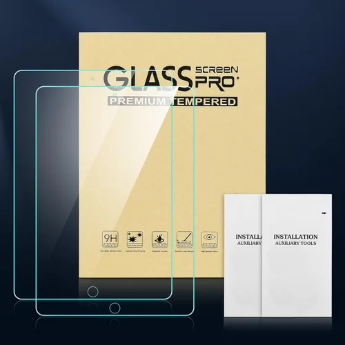 Vista 7 de DTTO Protector de pantalla compatible con iPad de 9ª/8ª/7ª generación de 10.2 pulgadas (2021/2020/2019), película de vidrio templado, paquete de 2