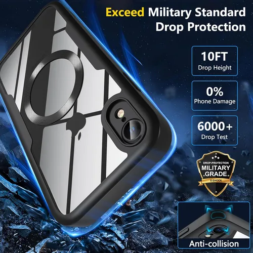 Vista 4 de BESINPO Funda magnética a prueba de golpes con protector de pantalla integrado, protección de cuerpo completo de grado militar, compatible