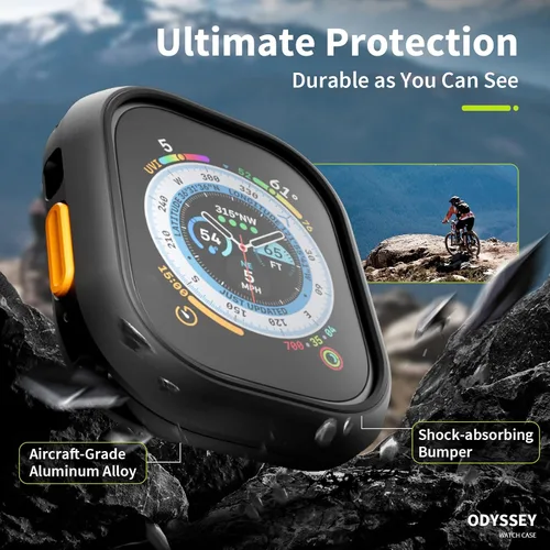Vista 3 de SwitchEasy Odyssey - Funda de aluminio de grado aeronáutico para Apple Watch Series 9/8/7 de 1.614 in, con parachoques interior que absorbe los Azul