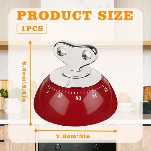 Vista 2 de Temporizador mecánico de cocina, temporizador analógico magnético con sonido de alarma fuerte para cocinar, hornear, diseño retro clásico,