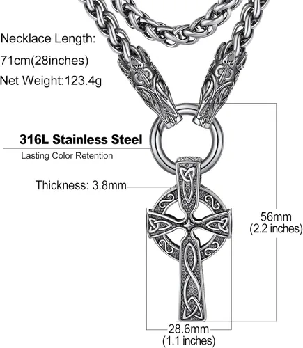 Vista 6 de Bandmax Stainless Steel Celtic Cross Necklace for Men Women, Irish Knot Prayer Charm Necklace Serenity Crucifix Jewelry