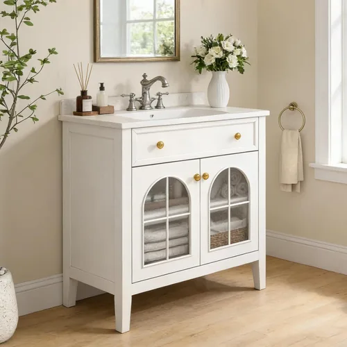Vista 13 de Henf 28 Inch Bathroom Vanity with Ceramic Integrated Sink, Blue Bathroom Storage Cabinet with 2 Soft Close Doors,1 Tilt-Out Drawer,Reinforced Corner