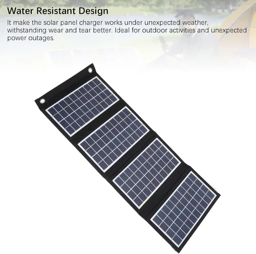 Vista 9 de Panel solar portátil, cargador de panel solar plegable de 30 W 5 V con salidas USB duales, panel solar a prueba de agua de 4 pliegues con 2 ganchos