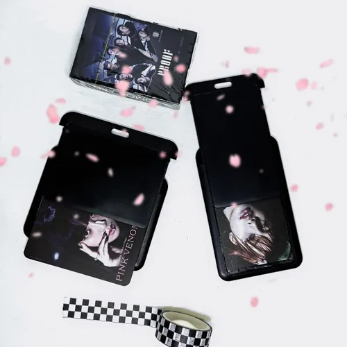 Vista 3 de JUMISEE Transparente acrílico Kpop Photocard titular negro tarjeta de crédito tarjeta protectora caso exhibición foto titular bolsa colgante