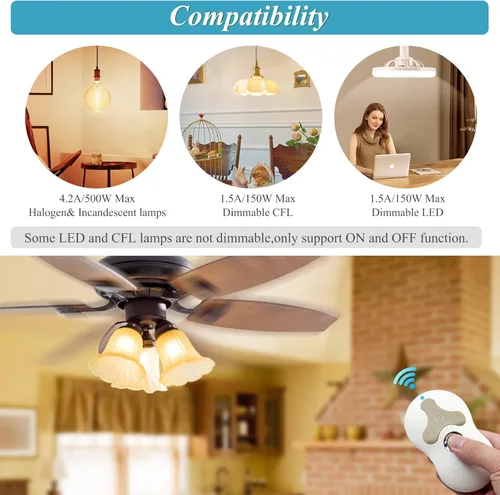 Vista 5 de Universal Hunter - Kit de control remoto para ventilador de techo, kit de control Wi-Fi inteligente Works for Hunter Harbor Breeze Hampton Bay