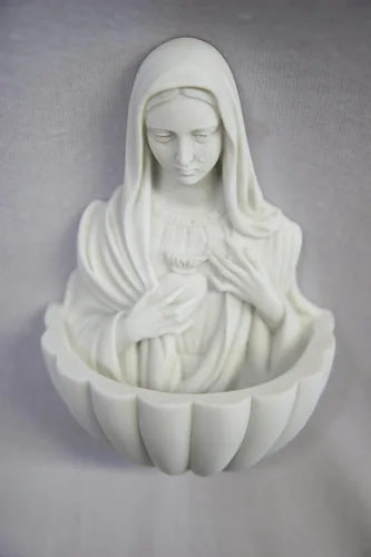 Vista 2 de Vittoria Collection 5 1/4" Fuente de agua bendita virgen maría virgen religiosa escultura católica colgante de pared estatua hecha en Italia