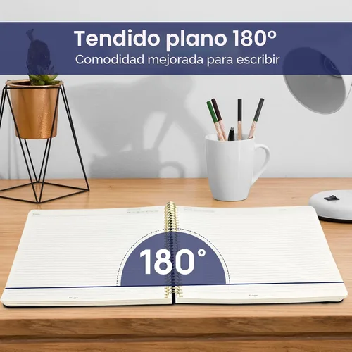 Vista 4 de Taja Diario Grande con Líneas en Espiral para Mujeres, Cuadernos de 8.5" x 11" para Trabajo con Rayado Universitario, Cuadernos A4 Estéticos Bonitos