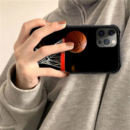 Vista 7 de Funda compatible con iPhone 12 Pro Max, patrón de aro de baloncesto para niños y hombres, funda antiarañazos a prueba de golpes para iPhone 12 Pro