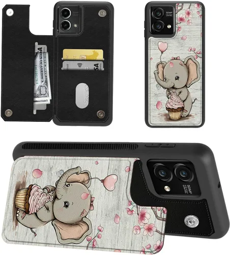 Vista 19 de Funda tipo cartera para Moto G Stylus 5G 2023 con soporte para tarjetas, bloqueo RFID, piel sintética, función atril, cierre magnético, funda