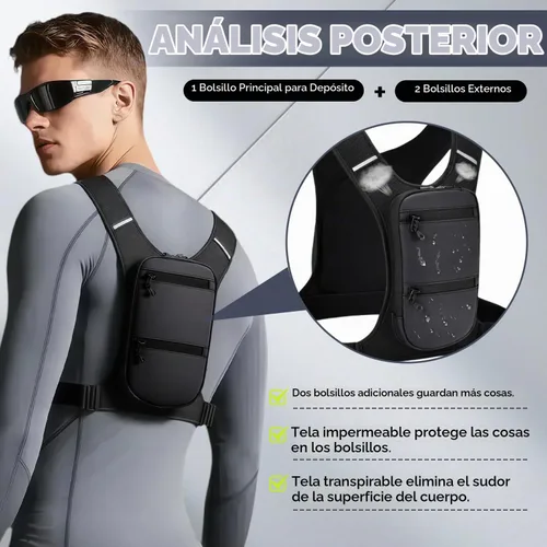 Vista 3 de Running Hydration Vest Backpack Chest Bag with 800 ML Water Bladder, Minimalist Lightweight Running Vest for Women Men with Phone Holder, Extra