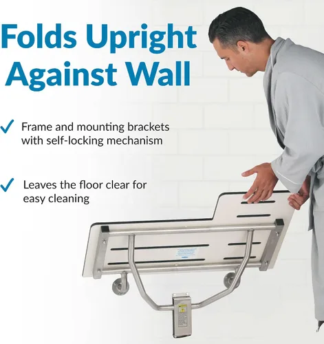 Vista 4 de Bobrick - Asiento de ducha plegable reversible, color blanco/acero inoxidable