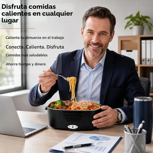 Vista 2 de Fiambrera eléctrica, calentador de alimentos portátil 1.5L para Negro
