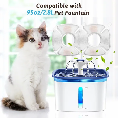 Vista 3 de 8 piezas de filtros de repuesto para fuente de gato, 4 paquetes de filtros de repuesto para fuente de agua para gatos con 4 paquetes de esponjas