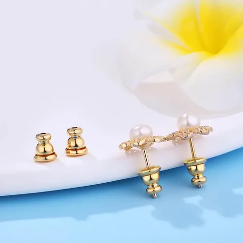 Vista 3 de Respaldos de Aretes para Pendientes, Respaldos de Aretes Tipo Bala de Oro 18K Repuestos para Pendientes/Orejas Caídas, Cierres de Seguridad