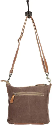 Vista 6 de Myra Bag Dizzy Circle - Bolso cruzado pequeño de lona y cuero reciclado S-1556 marrón Marrón