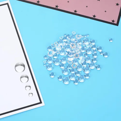 Vista 6 de 700 piezas de gotas de rocío transparentes, adornos redondos de gotas de rocío transparente, simulación de gotas de rocío, cuentas con forma de agua