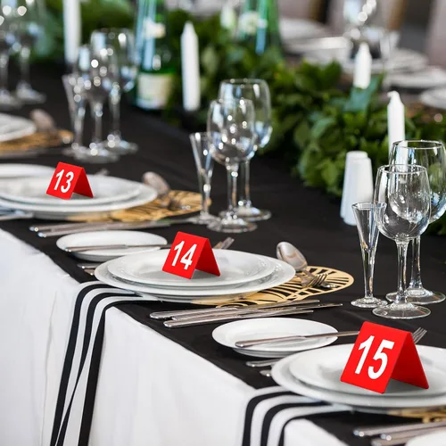 Vista 4 de Tuanse Table Numbers 1-25 Tiendas de mesa de acrílico de doble cara, rojo