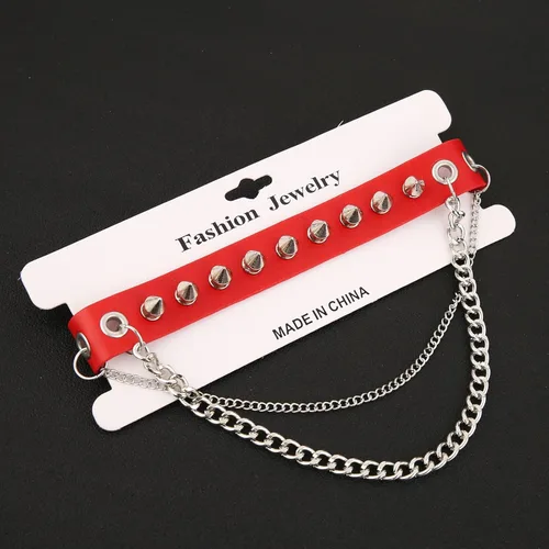 Vista 3 de HZMAN Collar de gargantilla de cuero con clavos de metal gótico punk punk gótico