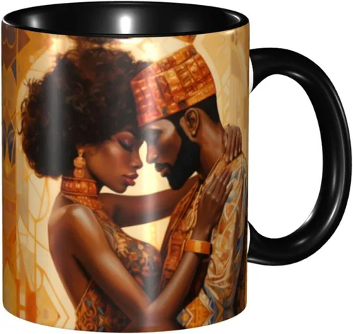 Vista 32 de Taza de café, taza de té para mujeres y niñas, taza de diseño único, perfecta para regalos, mujeres afroamericanas afro