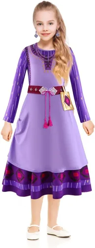 Vista 6 de QFALCCYZ Wish Asha - Disfraz de princesa para niñas, cosplay, fiesta de Navidad, carnaval, traje con accesorios