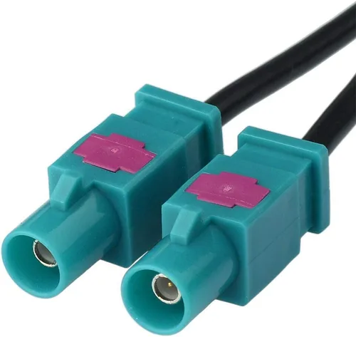 Vista 3 de Eightwood Dual Fakra Z Plug a DIN Plug FM AM Adaptador de antena de radio de coche 12V+ Cable amplificador activo de 12 pulgadas compatible