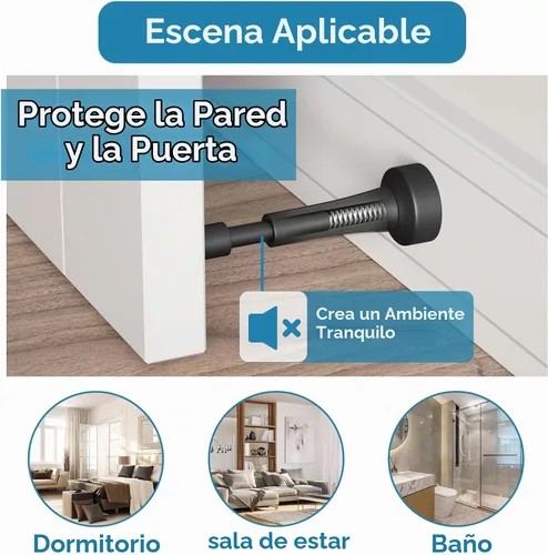 Vista 5 de Topes de puerta mate negros para pared - Tope de puerta de resorte de 4.33 pulgadas para la parte inferior de la puerta, tope de puerta de aluminio