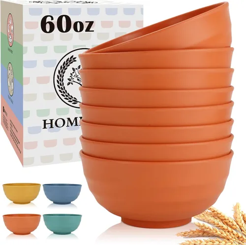 Vista 23 de Homienly Juego de 6 boles irrompibles de fibra de paja de trigo, aptos para microondas y lavavajillas, alternativa reutilizable a los boles