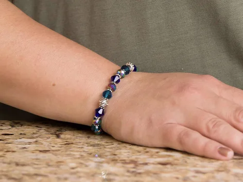 Vista 6 de Pulsera elástica de alerta médica, pulsera de identificación médica de repuesto intercambiable, etiqueta de identificación no incluida, cristales