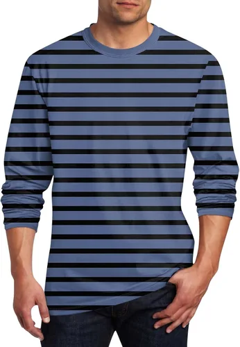 Vista 15 de Camisas casuales para hombre, de manga larga, cuello redondo, elásticas, suaves, casuales, S-4XL