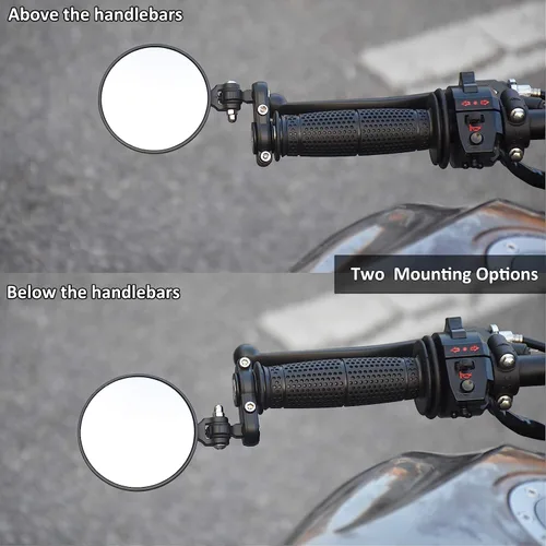 Vista 5 de 001-B Cafe Racer - Espejos plegables para motocicleta, retrovisor, color negro, para manillares de 7/8 pulgadas, compatibles con motos de calle
