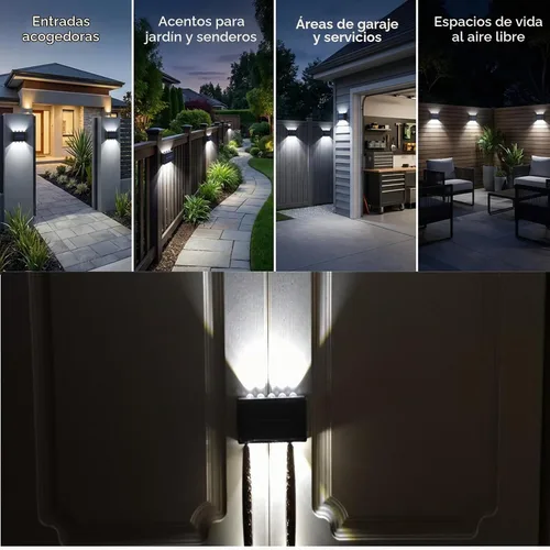 Vista 6 de 10 luces LED solares para exteriores, impermeables, paquete de 2 apliques nórdicos modernos iluminan la lámpara con sensor de luz solar exterior