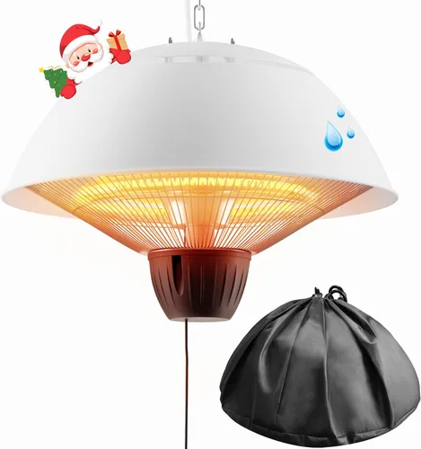Vista 9 de Calentador eléctrico para exteriores, calentador de patio infrarrojo colgante de 1500 W para uso al aire libre, calentador eléctrico impermeable