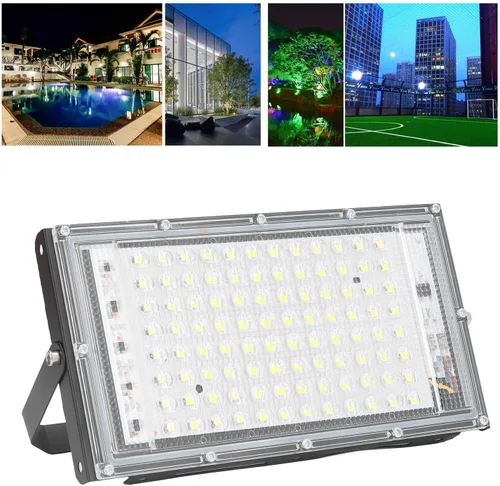 Vista 6 de plplaaoo Luz de inundación LED de 100 W, luces de inundación al aire libre, luz de trabajo LED súper brillante, luz de inundación luminosa de 10000