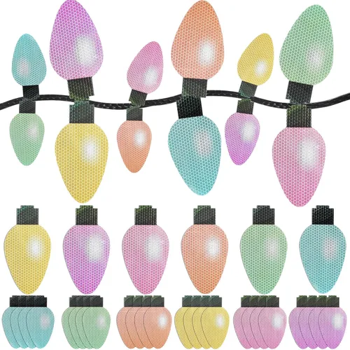 Vista 8 de Outus 40 Piezas Imanes de Coche de Navidad Decoración a Granel Luces Calcomanías de Coche Refrigerador Navidad Luces Reflectantes Imanes de Bombilla