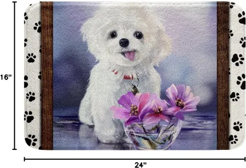 Vista 3 de Erosebridal Alfombras Kawaii de animales para niñas y niños, lindas alfombras esponjosas para cachorros, patas de perro, alfombra de entrada