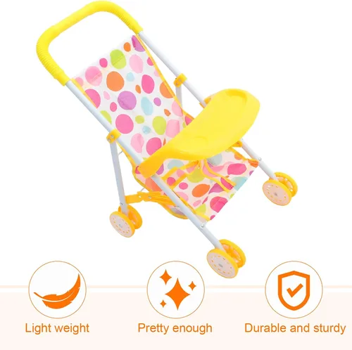 Vista 4 de MERRYHAPY Cochecito de muñeca compacto y ligero para juego de roles realista, accesorio fácil de transportar y almacenar cumpleaños Navidad