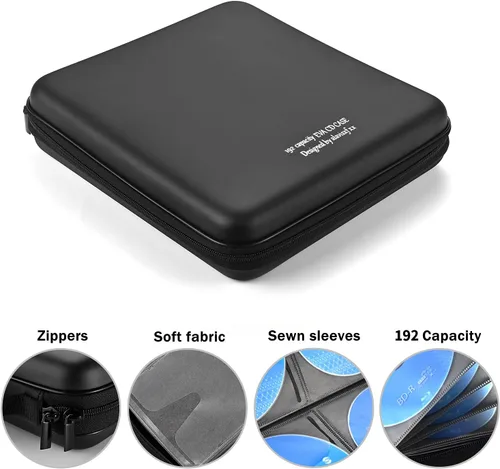 Vista 3 de LIOVODE Funda para DVD, estuche de CD EVA, organizador de almacenamiento, portátil, protector de DVD, soporte para billetera para coche CD Holder