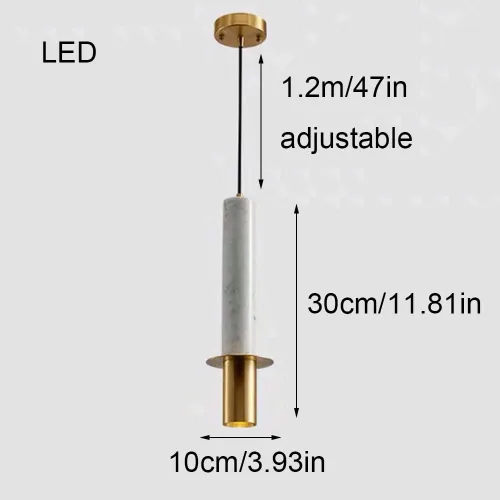 Vista 4 de Modernas luces colgantes LED cálidas, lámpara colgante industrial de cobre completo, lámpara colgante de cobre completo, lámpara de araña de mármol