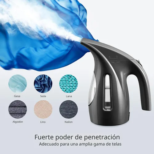 Vista 4 de HiLIFE Vaporizador para ropa, diseño portátil de mano, gran capacidad de 240ml, 700W, vapor penetrante fuerte, elimina arrugas, para el hogar
