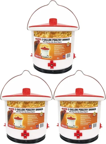 Vista 10 de Farm Innovators - Paquete de 2 bebederos térmicos para pollo, cubo para bebedero para aves de corral, 2 galones