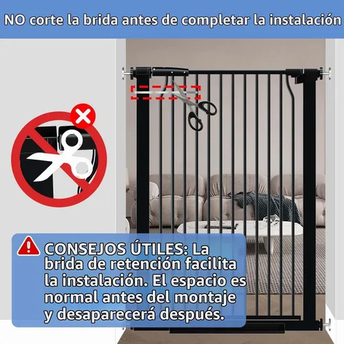 Vista 6 de Puerta extra alta para bebés de 40.5 pulgadas, sin taladros, puerta extra ancha de 54.7 a 60.2 pulgadas para perros y mascotas, para interiores